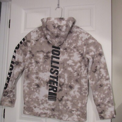 Hollister Mens Tye Die Brown Graphic Hoodie Pullover, L/S, Logo Sz