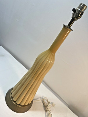 Mid Century Rare Empoli Butterscotch Ribbed Lamp. Murano Art Glass Blenko Era  