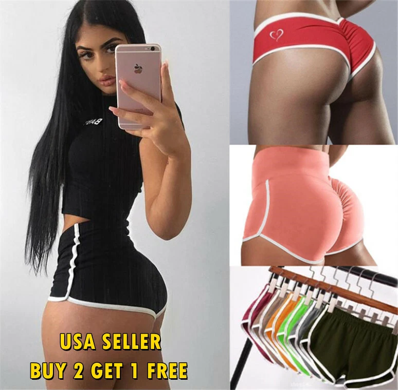 Womens Gym Yoga Shorts Plain Sports Fitness Stretch Hot Pants Shorts Hip  Lifting 