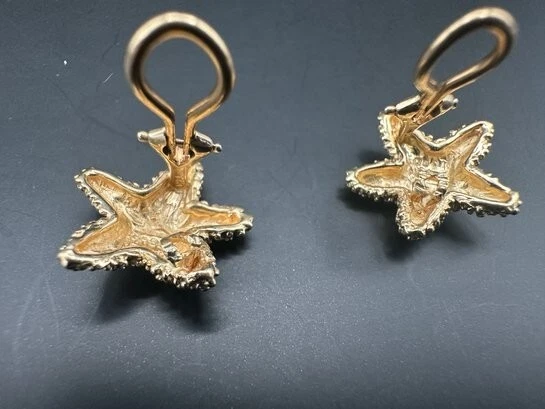Rare Bumpy Starfish Tiffany  14K Yellow Gold Clip On Earrings - Image 4 of 4