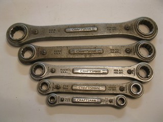 VTG 5pc Craftsman =V= 12pt SAE Ratchet Double Box End Wrench Set 1/4"–7/8" ✭USA✭