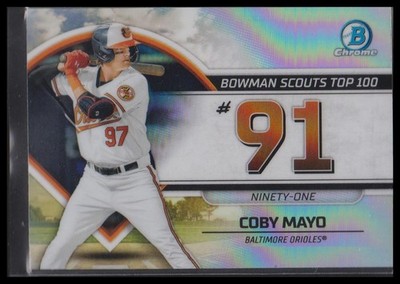 2023 Bowman #BTP-91 Coby Mayo Bowman Scouts Top 100 Baltimore Orioles