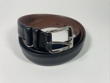 Torino Leather Belt 44 Euorpean Tanned Cowhide Brass Buckle Black 90052 USA Made