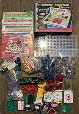 286 Piece Lot Elenco Snap Circuits Parts ~ Many Rare + 6 Books & New Playground!