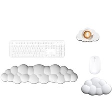 Ergonomic Mouse Pad with Wrist Rest and Cloud Keyboard Medium, White