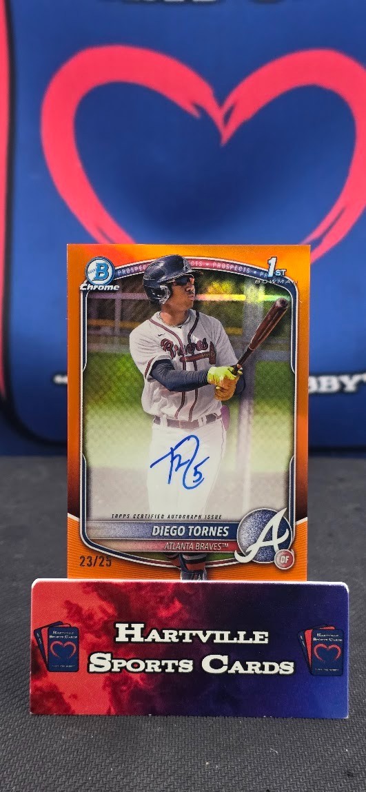 DIEGO TORNES 2025 BOWMAN CHROME TRUE ORANGE REFRACTOR 1ST AUTO /25 MW