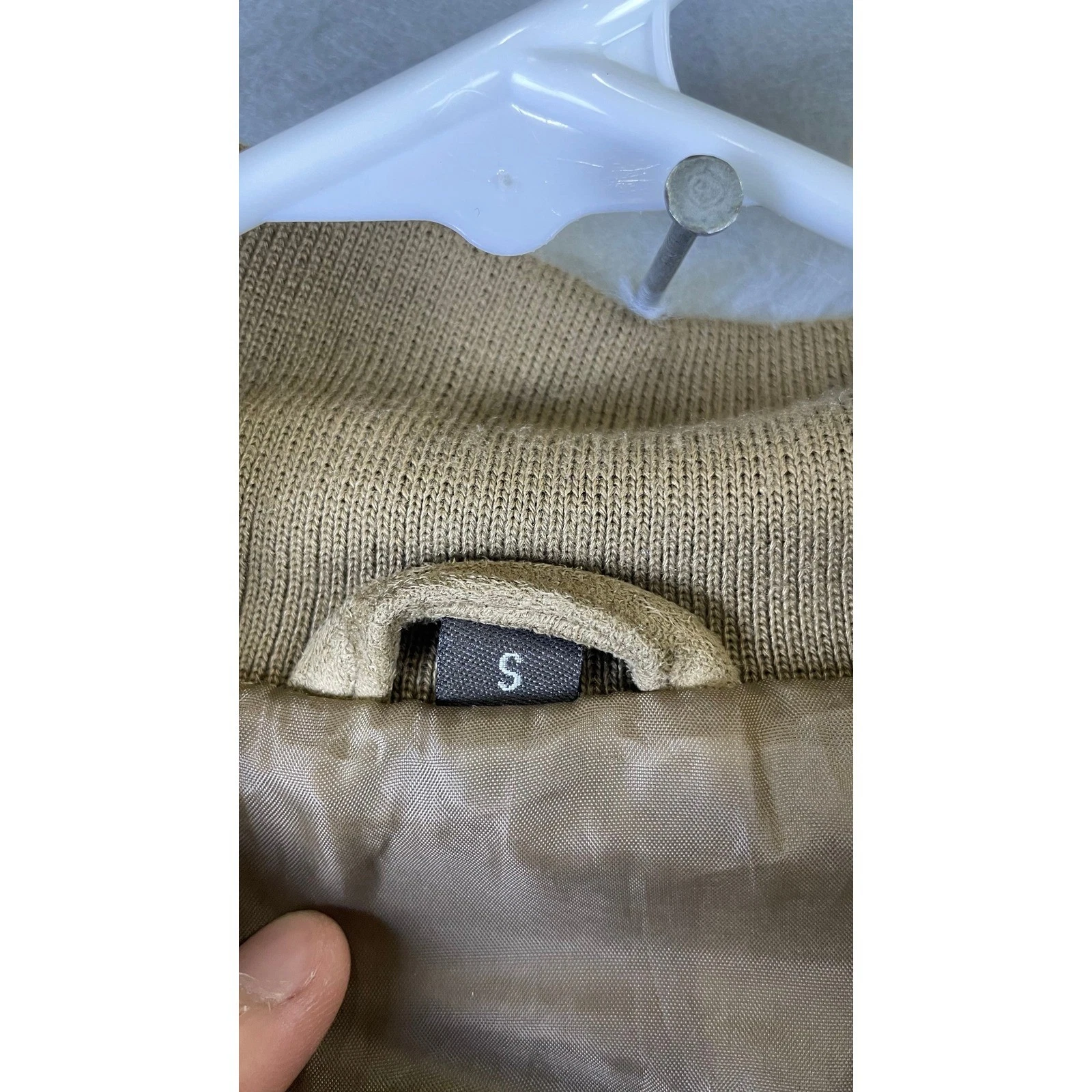 AC Dimilano Bomber Jacket Mens Small Tan Excellent Faux Suede Full Zip Ribbed - product detail image 8