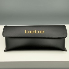 Bebe Medium Black Faux Leather Eyeglasses Case Semi Hard Snap Closure