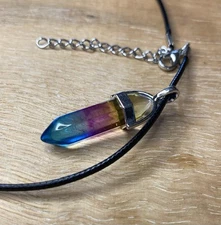 Hexagonal TriColour Crystal/Silver Shakra Necklace