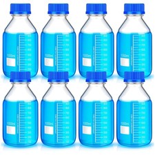 8Pcs 1000ml Glass Media Storage Bottles with Blue Cap
