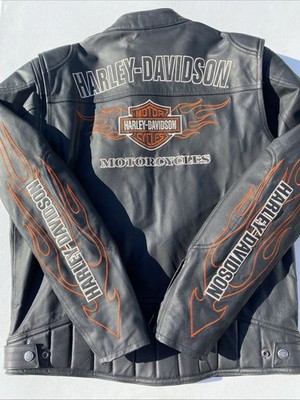 Harley Davidson Men RIDE READY Black Leather Jacket Large 98000