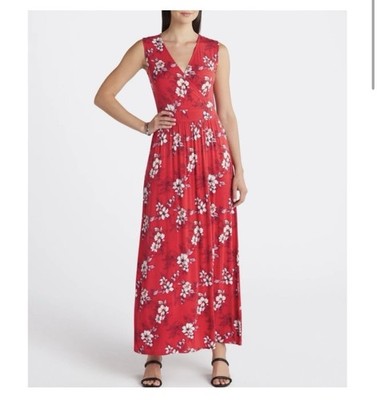 41 hawthorn adelina knit maxi dress 41 Hawthorn Adelina Red Floral Knit Sleeveless Maxi Dress, XXL Stitchfix