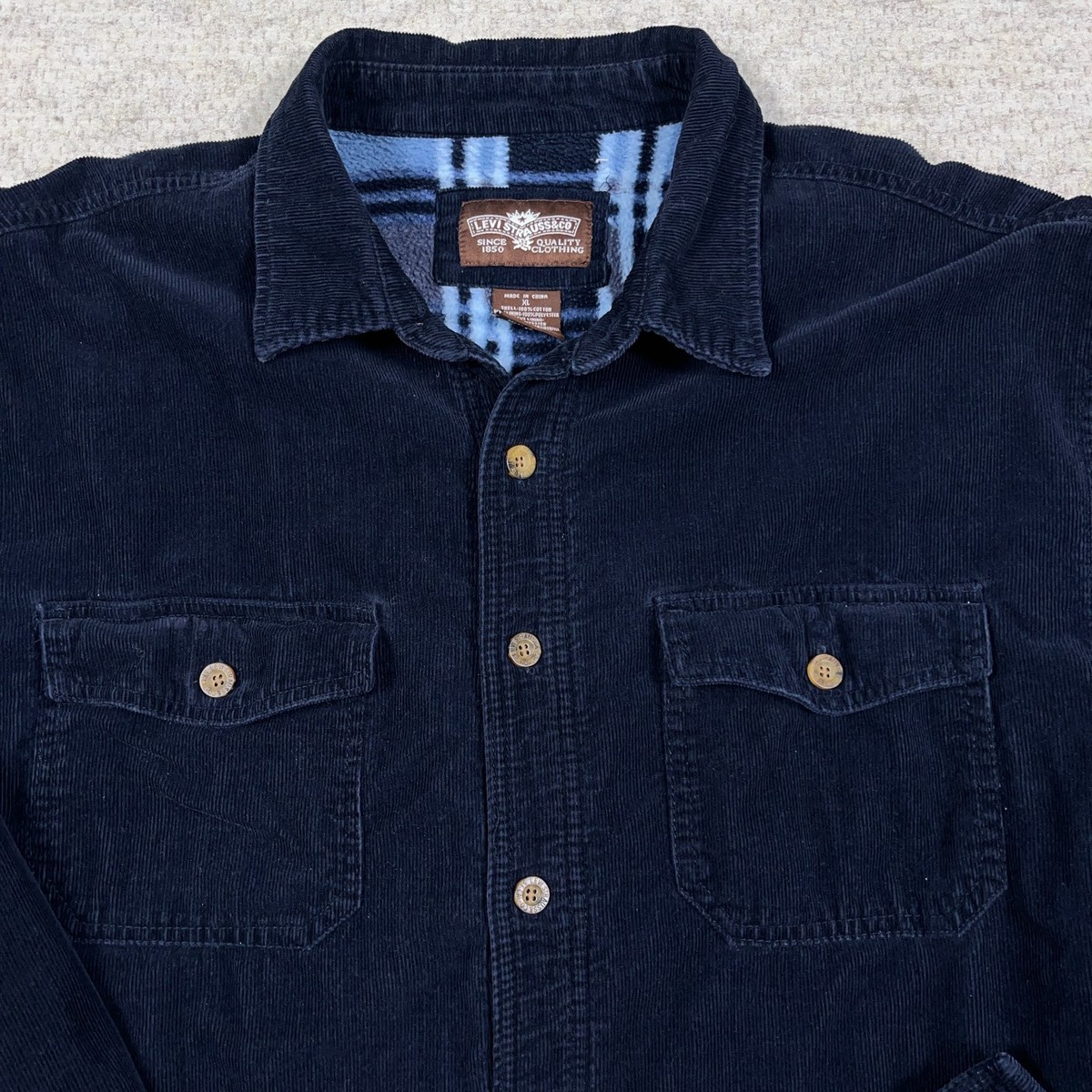 Levis Shacket Men XL Navy Blue Corduroy Fleece Lined Over Shirt  display picture 1