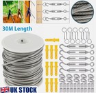 30M Wire Rope Kit Stainless Steel Cable Fence Wire Roll Kit Turnbuckle Tensioner