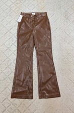 Wilfred Pants Womens 2 Brown Cognac Cabaret Hi Rise Flare Faux Leather Aritzia