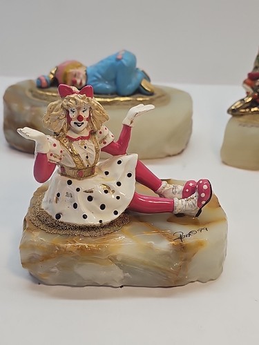 Ron Lee Clowns Lot Of 3 on Onyx Stone Gold Plated "Adorable Lara" Sleeping - Picture 2 of 15