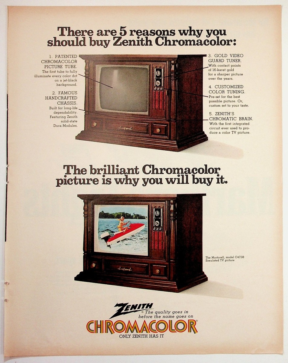 Tv テレビ Vintage 1970s Zenith Chromacolor TV Ad The Martorell Console