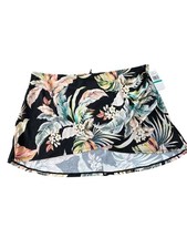 Jantzen Faux Wrap Swim Overskirt Size 16 Black Cabana Multicolor Tropical NEW