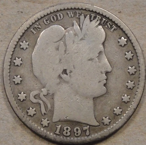 1897-S Barber Quarter 25c VG as Pictured L3-2