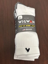 Wigwam At Work Crew Socks Men's Socks 3 Pack White Large Size 9-12