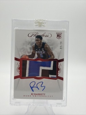 2019-20 Flawless Collegiate RJ Barrett Rookie RC Game Jersey Patch AUTO /20 Duke
