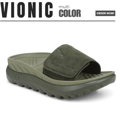 FLASH SALE VIONIC Unisex Rejuvenate Recovery Sandal in Olive Moss Suede Multi Si