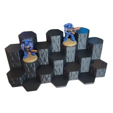 Miniature Display Stand 32mm Black Stone Tiered Rack for Painted Wargame Figures
