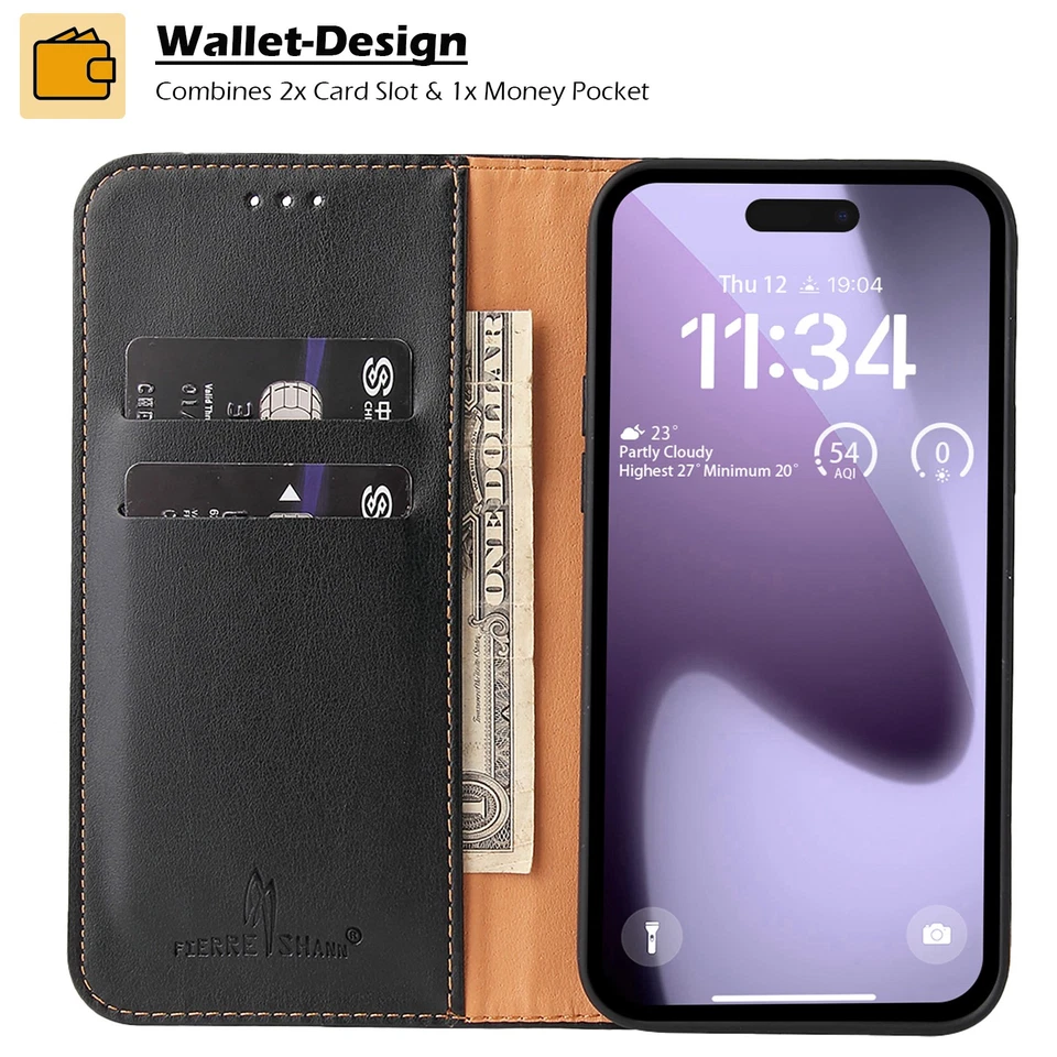 iPhone 17/Air/Pro/Max Hülle Leder Klapphülle Handyhülle Case Lederhülle Tasche - Bild 3 von 4