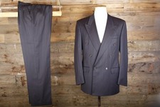 M&S Double breasted suit 40L 32W 34L brown striped wool