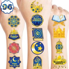 120 PCS Happy Ramadan Mubarak Eid Al Fitr Pre-Cut Temporary Tattoos Multiple