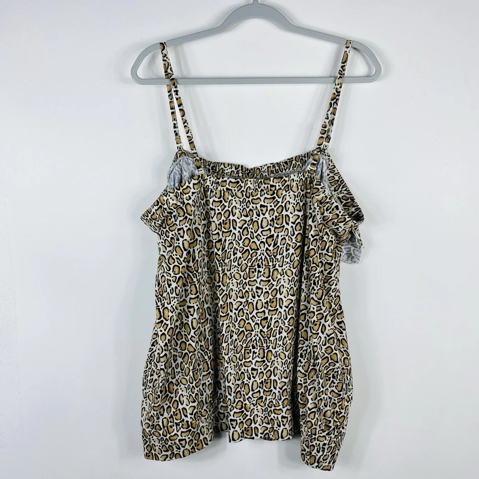 Top Cami Lane Bryant Talla Grande 22 24 Estampado Animal Leopardo Volantes en Niveles Foto 2 de 4