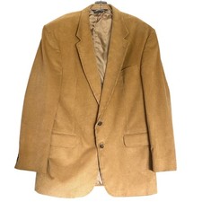 Lands End Mens 46 Long Tan Corduroy Blazer Sport Coat Vintage Made in USA 46L