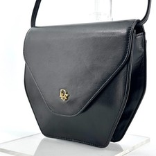 Borsa a tracolla vintage Christian Dior in pelle nera autentica [Rank AB]
