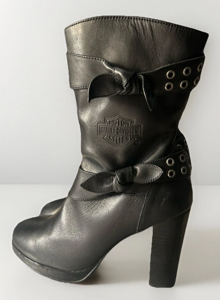 Harley-Davidson® Women's Estelle 4 Inch Black Leather Motorcycle Boots Size 6 - Image 3 of 4