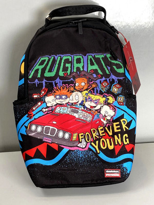 Sprayground Rugrats Forever Young Backpack New Black Bookbag Large School Bag