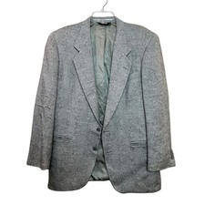 Nino Cerruti Blazer Mens 40S Gray Herringbone Two Button Sport Coat USA Made