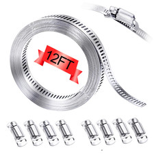 304 Stainless Steel Hose Clamp Assortment Kit,Diy 12FT Metal Strap + 8 Stronger