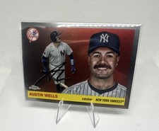 Topps 2024 Topps Chrome Austin Wells #165 Rookie Autograph New York Yankees Card. rookie card picture