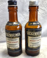 Vintage Guckenheimer & Sons Whiskey Since 1857 Amber Glass Salt & Pepper Shakers