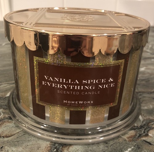 HOMEWORX Harry Slatkin VANILLA SPICE & EVERYTHING NICE 4 Wick Candle - NEW - Picture 2 of 6