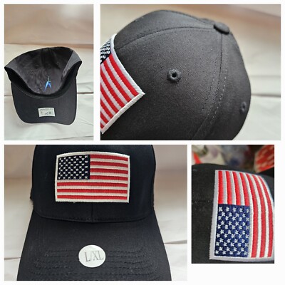 American Flag Hat Freedom Tower Flex Embroidered L/XL Hat USA NEW