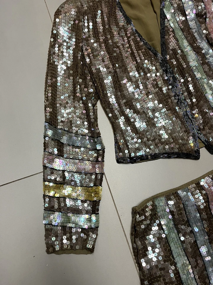 Juego de 2 piezas de lentejuelas vintage Cache de Neil Bieff talla pequeña Foto 3 de 4