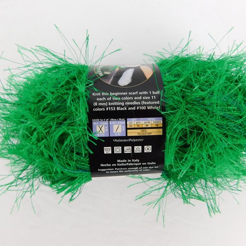 (2) Lion Brand Fun Fur Yarn BRIGHT YELLOW and KELLY GREEN Eyelash 1.75oz (50g) - Picture 11 of 13