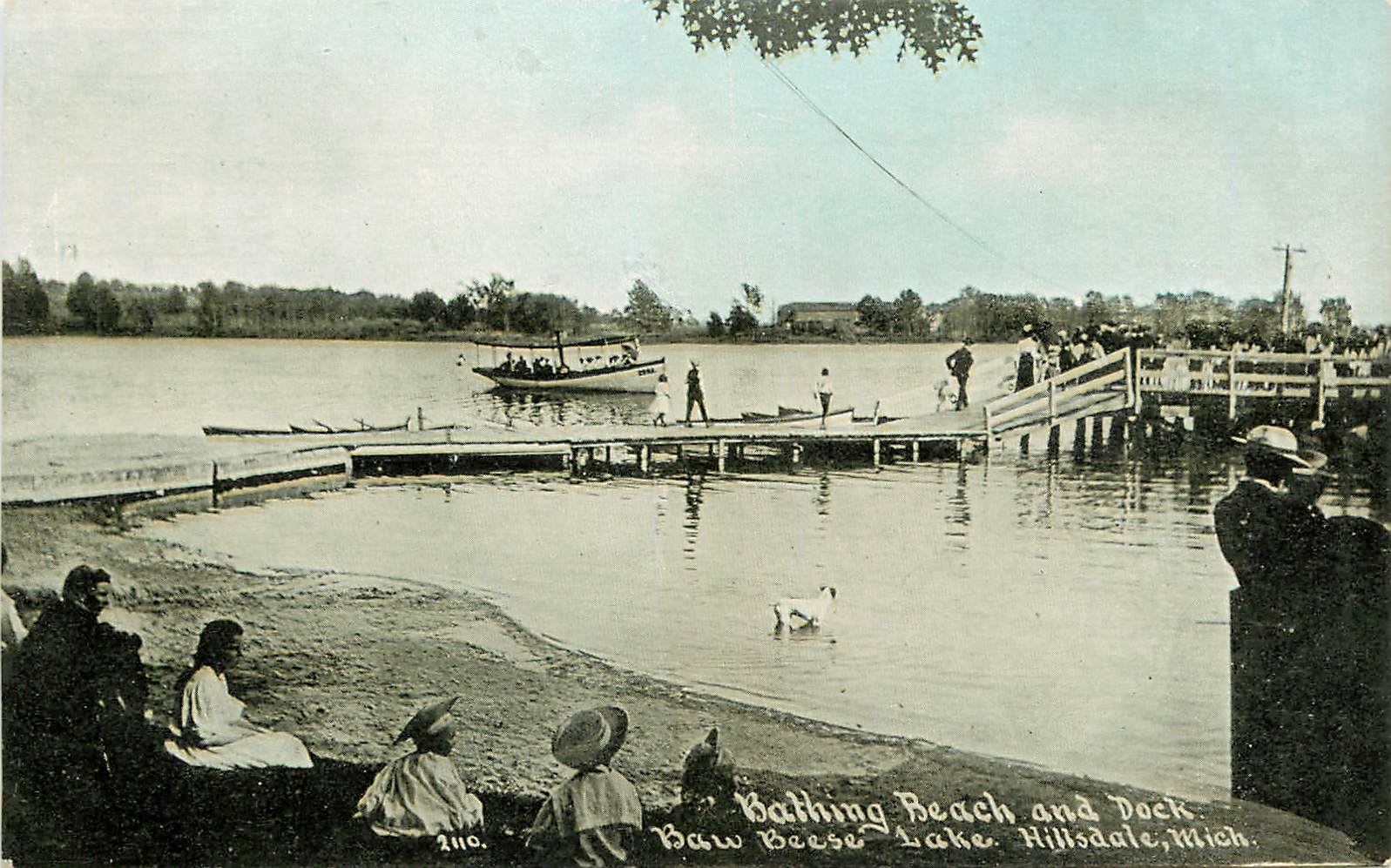 Michigan, MI, Hillsdale, Baw Beese Lake, Bathing Beach & Dock 1910's