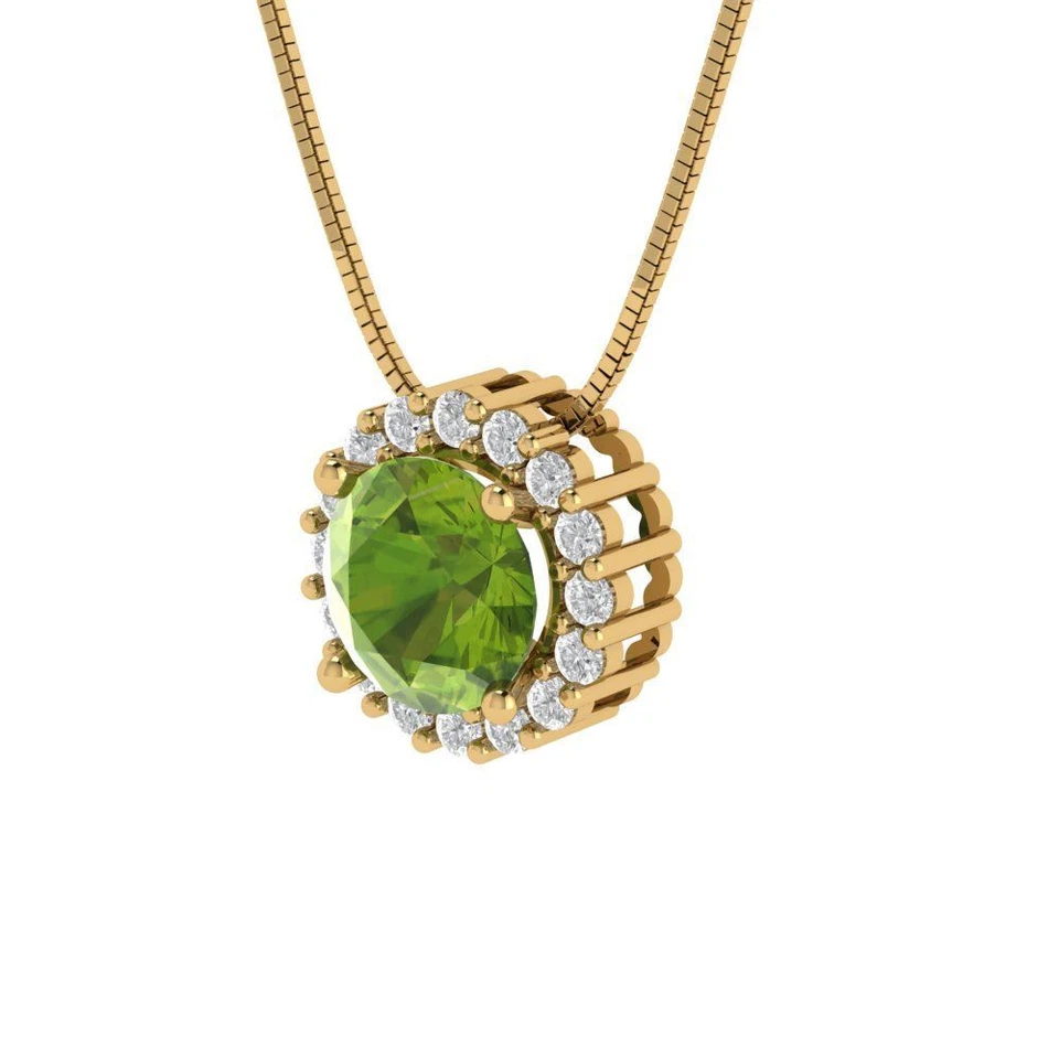 1.16 cttw Silver Pendant and 16" Necklace - Yellow Gold Plated - 6.5mm Peridot - Image 2 of 4
