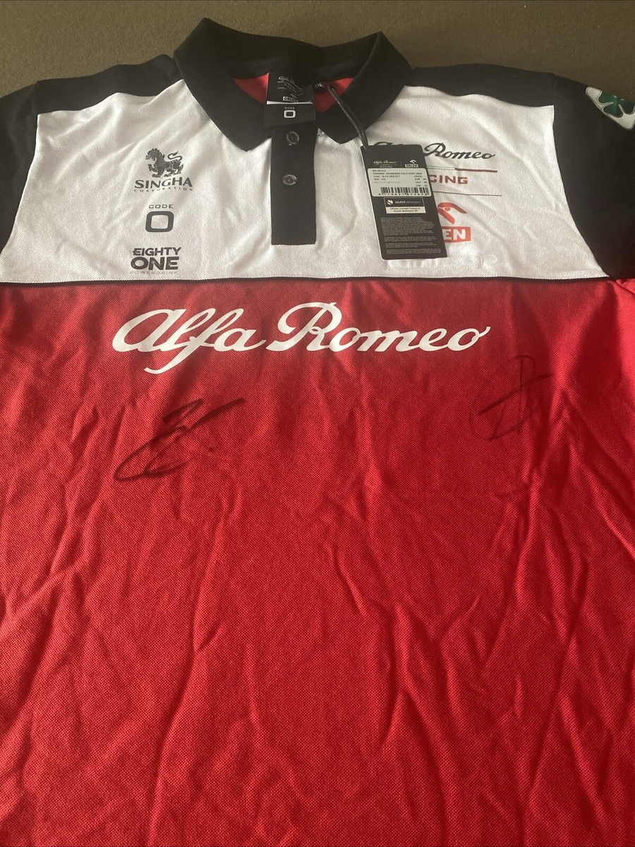Signed F1 KIMI RAIKKONEN & Antonio Giovinazzi Team wear Alfa Romeo