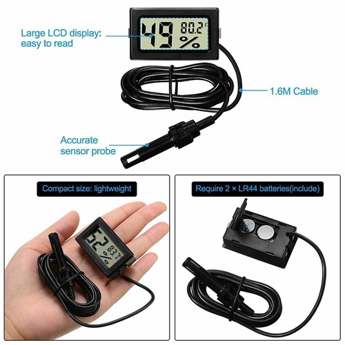 LCD Digital Thermometer Hygrometer Aquarium Humidity Meter Gauge Fahrenheit - Picture 5 of 17