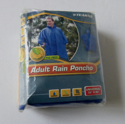 Stearns Adult Rain Poncho Universal 50'' x 80'' Blue - NIP