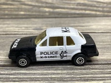 Vintage Maisto Ford Escort Black White Police K9 Car Die Cast Model Car 