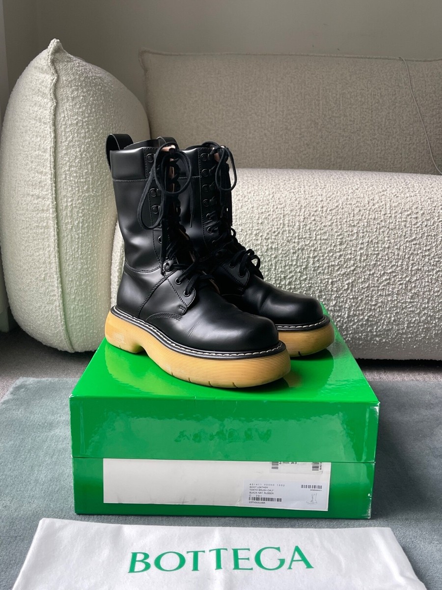 bottega veneta mid calf black boots size UK platform beige